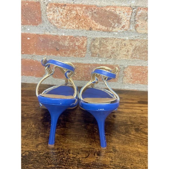 Colin Stuart Vintage Blue and Gold Heels Size 9.5 - Picture 3 of 4